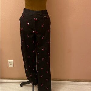 LILLY PULITZER Black Pants with Pink Embroidery